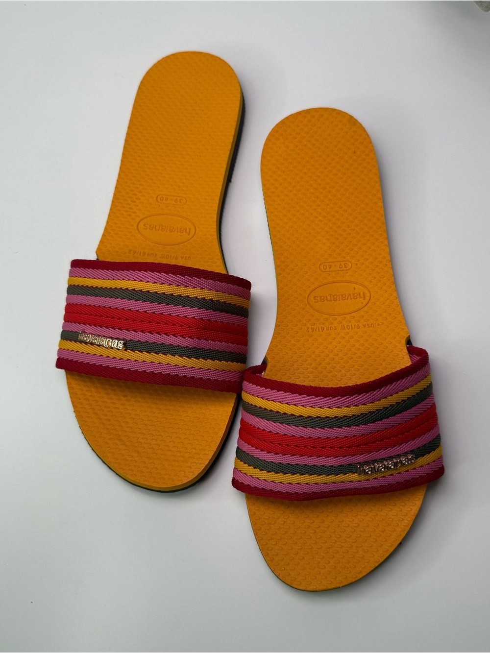 Havaianas You Malta Mix Flip Flop Sandal Slides Orange Citrus Women’s Size 9/10 - Picture 3 of 16